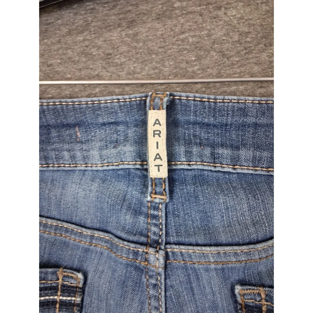Ariat Womens Jeans 33R Blue Denim Rosa Perfect Boot Cut Thick Stitch Western - Picture 9 of 11